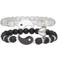thumbnail image 1 of 2pcs Magnetic Couple Bracelet Set, Matching Hearts Yin Yang Bracelet, Beaded Bracelet for Men & Women, Friendship, Valentine's Day Gift, 1 of 5