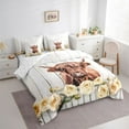 thumbnail image 3 of Feelyou 3D Brown Cow Twin Bedding Sets 7-Piece for Teen, Romantic Yellow Rose Bedding Comforter Set, Rustic Lodge Cabin Reversible Sheet Sets, Ultra Soft Bedroom Decor, 3 of 8