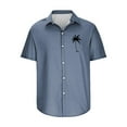 thumbnail image 3 of WREESH Men's Button Down Shirts Comfortable Short Sleeve Turndown Collar with Solid Print, Featuring Men's Tropical Tops Navy, 3 of 5