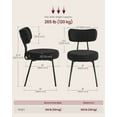 thumbnail image 4 of Set of 2 Modern Upholstered Dining Chairs with Curved Backrest, Plush Teddy Fleece & Sturdy Steel Frame for Comfortable Seating, Ink Black, 4 of 6