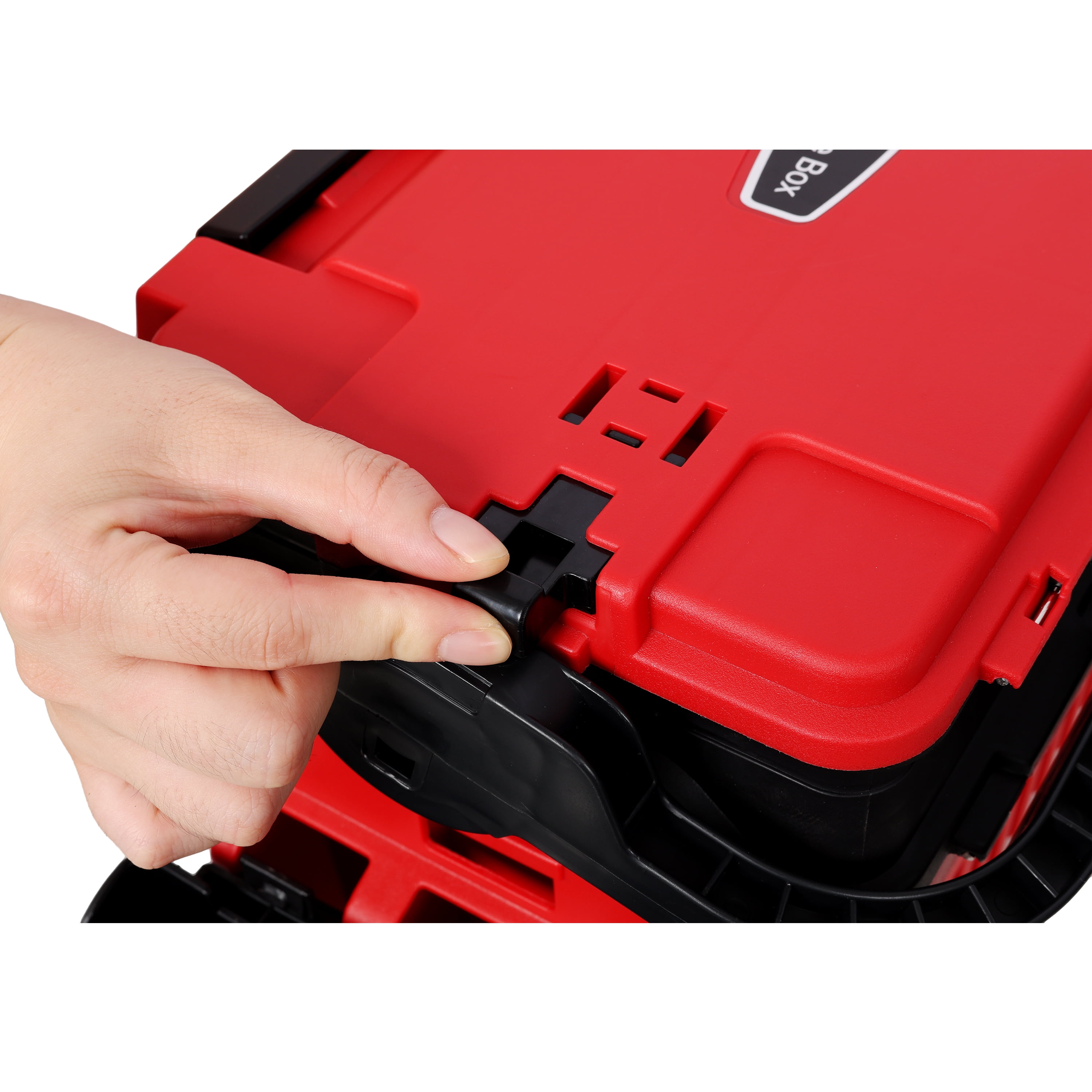 Dual-Layer Fishing Tackle Box Organizer with Rod Holders, 11L Large Capacity Waterproof Tackle Storage with Cup Holders & Carry Strap,Red