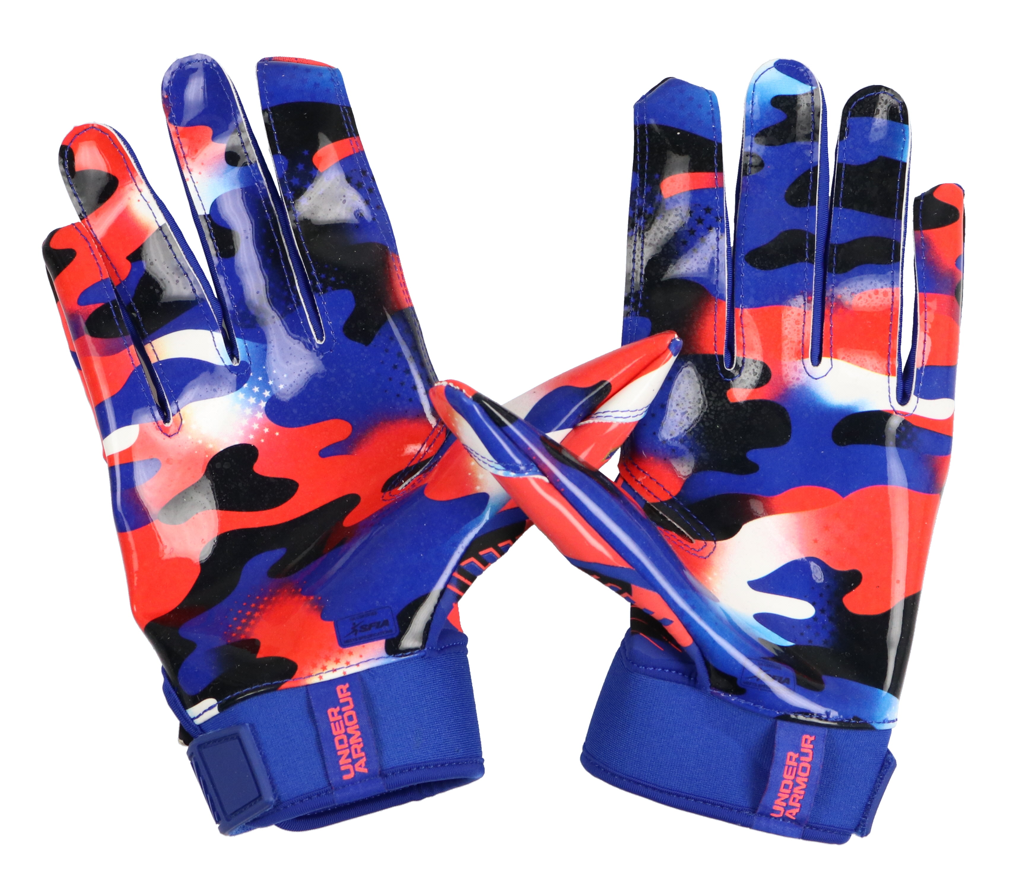 Under Armour Men's UA F9 Nitro Football Receiver Gloves X-Large Royal Blue Red