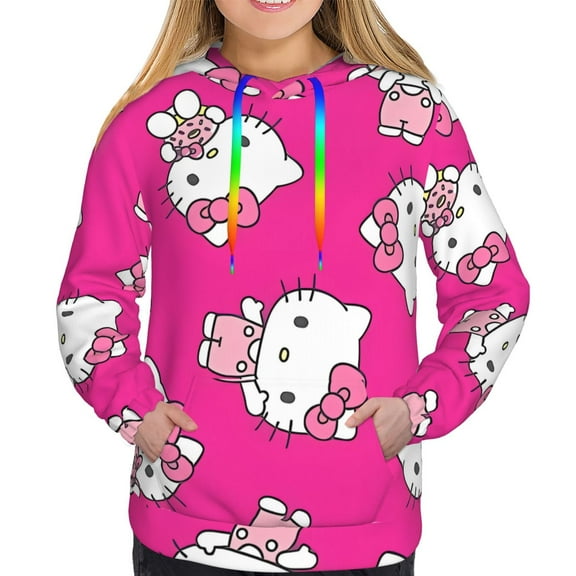 Saiise Sanrio Cd Women's Hoodies Long Sleeve Sweatshirts Drawstring Pullover Tops with Pocket Casual Loose-
