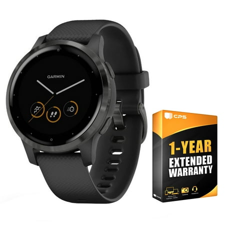 Garmin 010-02172-11 Vivoactive 4S Smartwatch Black/Slate Bundle with 1 Year Extended Warranty