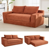 Convertible Sofa Bed,Compression Sofa,Corduroy Fabric Loveseat Sofa Floor Sofa Bed for Small Spaces, Apartments,No Assembly,Orange