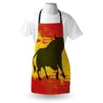thumbnail image 4 of Spanish Apron, Bull Silhouette on Spanish Flag Grunge National Elements Paint Stains, Unisex Kitchen Bib with Adjustable Neck for Cooking Gardening, Adult Size, Zinnoberrot Gelb, by Ambesonne, 4 of 4