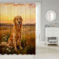thumbnail image 2 of Manfei Cute Golden Retriever Shower Curtain 72Wx72L, Pastoral Wildlife Bathroom Curtain, Golden, 2 of 5