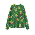 thumbnail image 5 of Ugly Christmas Sweater for Women Printed Long Sleeve Womens Sweatshirt Green Mons ter Graphic Holiday Pullover Tops Christmas Tree Sweatshirts for Women, 5 of 5