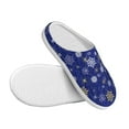 thumbnail image 3 of Wukai Golden Snowflakes Royal Blue Print Women's Indoor Bedroom Slipper Slip On Shoes, Unisex House Shoes with Anti-Skid Sole for Men, Gift for Women Men-46/47, 3 of 7
