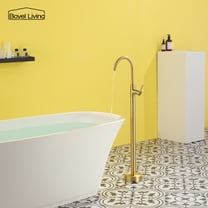 Boyel Living Single Handle Bath Tub Filler Faucet Freestanding Floor Mount Bathroom Bathtub Tub Spout and Water Supply Lines in Brushed Gold