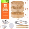 thumbnail image 2 of Cesta vaporera de bambú KitchenCrust, 2 niveles, 25 cm, para comida china, 2 of 8