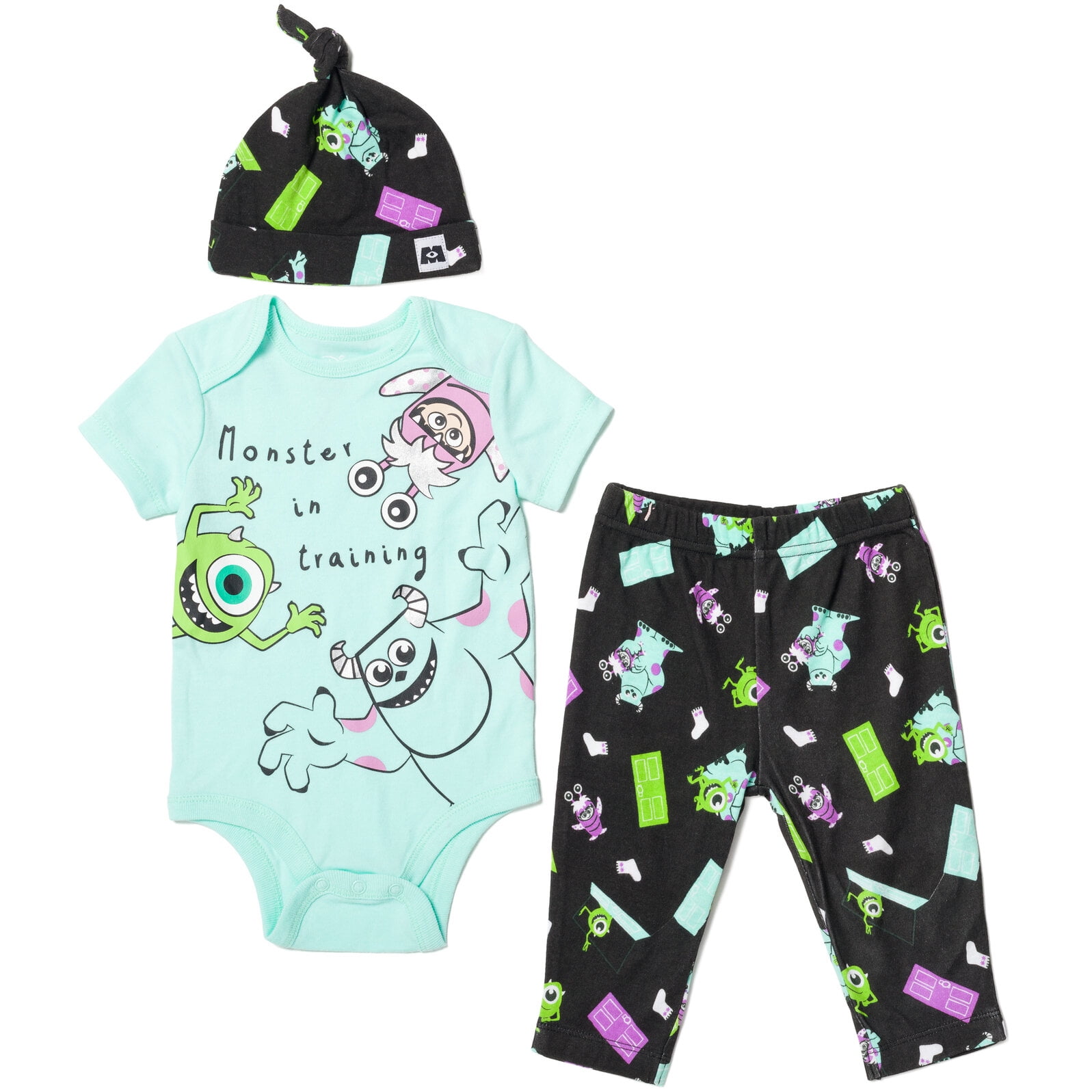 Disney Pixar Monsters Inc. Mike Boo Sully Newborn Baby Boys Bodysuit 