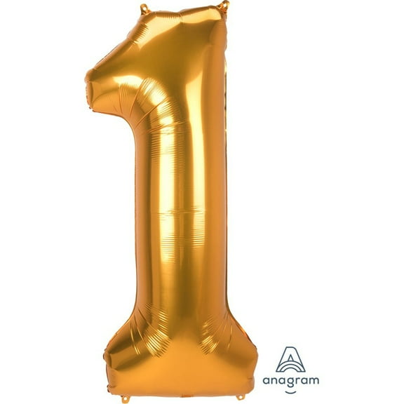 53 inch Jumbo Number 1 - Anagram - Gold Foil Mylar Balloon - Party Supplies Decorations