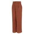 thumbnail image 6 of Prolriy Business Casual Pants for Women, Womens Daily Elastic Waist Pockets Straight Solid Color Casual Pants Loose Long Trousers Women's&nbsp;Pants Work Pants Women Brown S, 6 of 8
