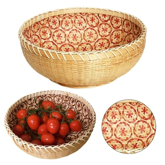 Clearance Small Round Keys Basket Bowl for Entryway 8.6" Hand-woven Wicker Storage Basket Rattan Decorative Basket Fruit Candy Cake Food Serving Basket Tray for Keys, Wallet, Cell Phone and More