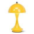 thumbnail image 1 of Abbott Dome Shade LED Table Lamp – 10" Rechargeable Light in Yellow, Minimalist Metal Design – Modern Mushroom-Style Lamp for Bedroom or Desk, 1 of 4