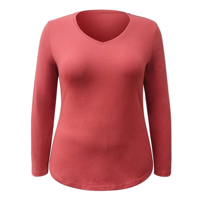 Playera George Talla 38 Cuello V Manga Larga Corte Plus Rosa Fuerte