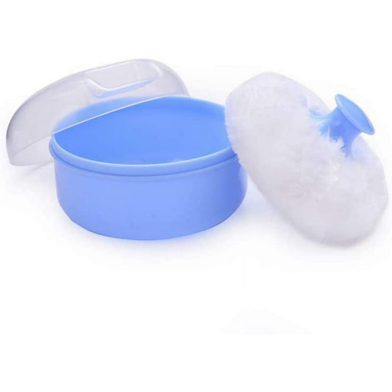 1PCS Empty Storage Body Talcum Powder Container with Sifter and Powder  Puffs Make-up Loose Powder Box Case Holder for Home and Travel(Blue)
