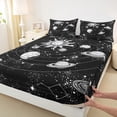 thumbnail image 3 of Manfei Retro Boho Sun Twin Sheet Sets,Galaxy Planet Twin Fitted Sheet,White Starry Night Flat Sheet For Boys Girls,Microfiber Bedroom Decor,3pcs, 3 of 7