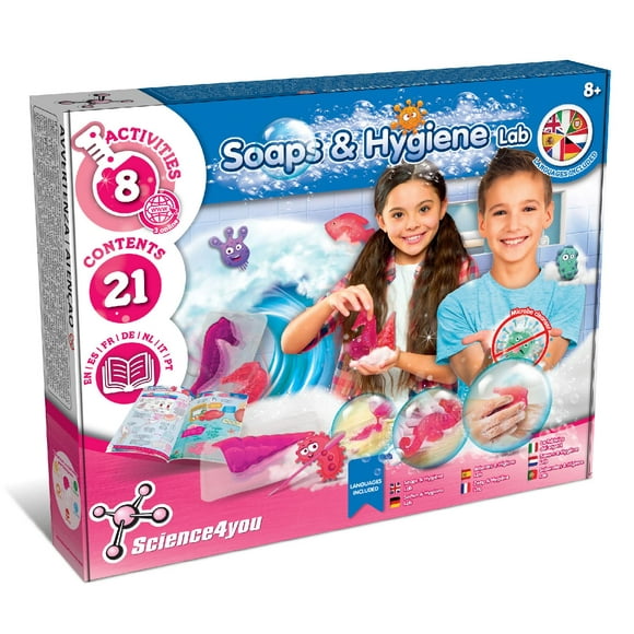 Science4you Kit de Fabrication de Savon pour Enfants - Créez Vos Propres Savons Parfumés, 21 Contenus, Moules et Sacs Cadeaux Inclus - Kit d'Artisanat pour Enfants, Jouets et Jeux, Cadeaux pour Filles et Garçons 6 7 8 9 10+ Ans