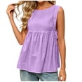 thumbnail image 2 of MAFYTYTPR Women's Tie Side Slit Peplum Hem Solid Color Tank Tops Spring Summer Round Neck Casual Tops for Everyday Wear 1PC S-XXL, 2 of 7