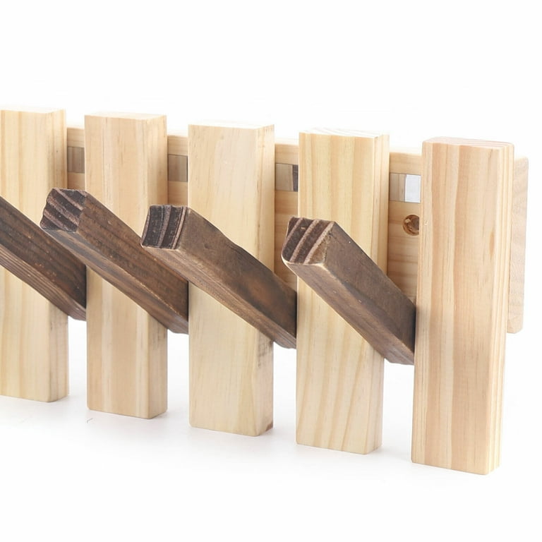 Miumaeov Wall Mounted Coat Hooks Wooden Rack with 8 Flip Down Hooks for Entryway Clothes Hats Bags Hanging Rack Key Holder for Wall Decor 22lbs Load Capacity Walmart