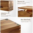 thumbnail image 4 of Acacia Wood Cable Management Box - 15" L Wooden Cable Organizer Box for Electrical Hiding Cord Management - Power Strip Box Hider Cable Storage Box for Office, Router Wires, Under Desk Cord, 4 of 8