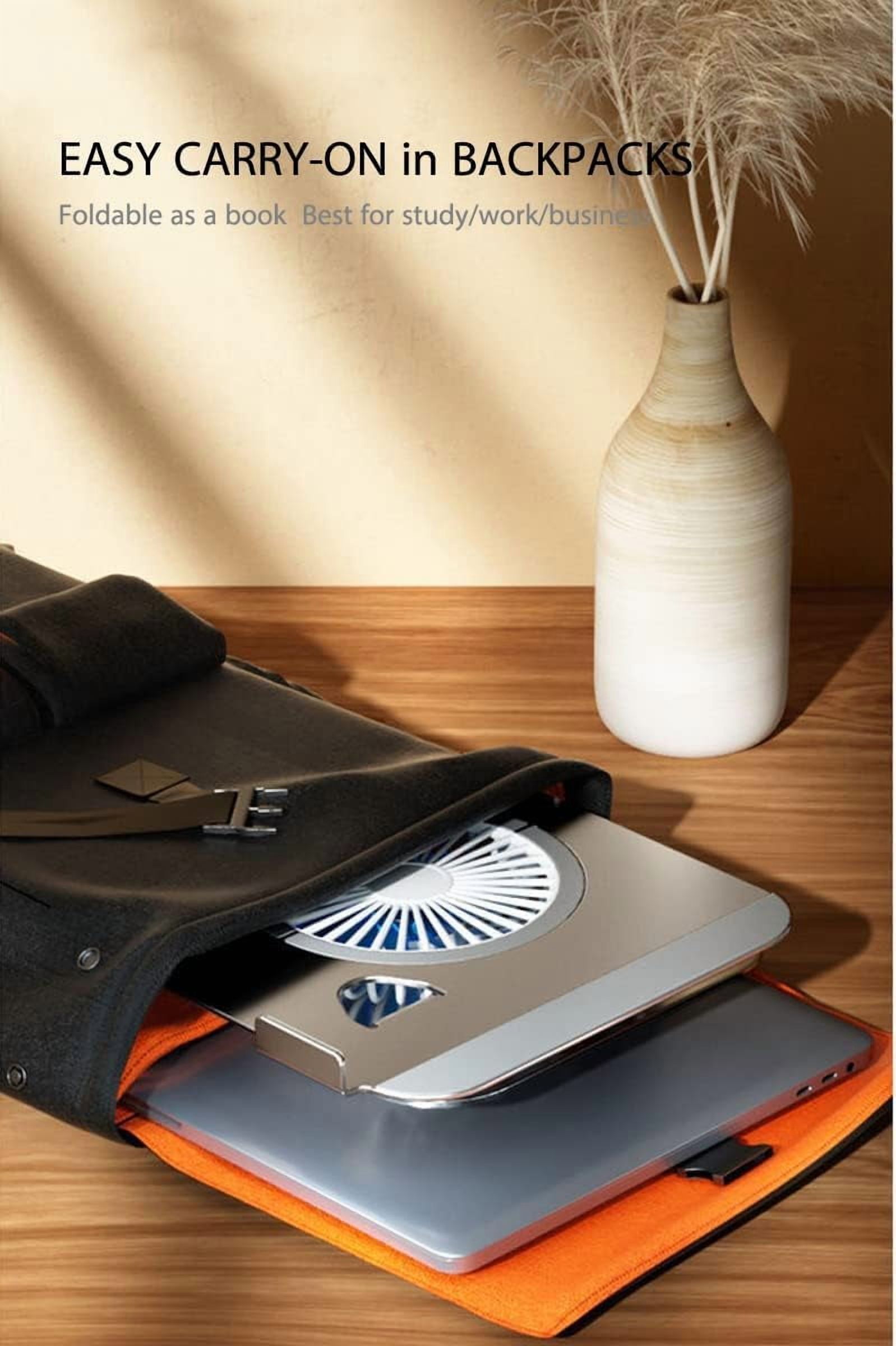 Laptop Stand Fan with 360 Rotating Swival Base, 10inch Riser Height Adjustable for Typing Keyboard, Aluminum Ergonomic Strong Holder 22LBS, for Heavy Notebook 10 12 14 15 17Inch (MacBook)