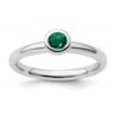 thumbnail image 5 of Auriga Fine Jewelry 925 Sterling Silver Low 4mm Round Created Emerald Ring for Women Size 9, 5 of 6