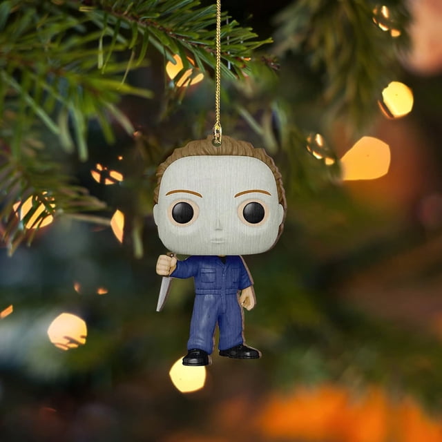 Adornos para árbol de películas de terror, adornos colgantes creativos de terror para Halloween, adornos colgantes de terror para coche, mini adornos para árbol de Halloween, adornos navideños para de