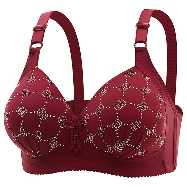 Bras for Women High End Mom Bra Thin Underwear Without Steel Rings Gathering Underwear for Women Sagging Adjustable Breast Collection and Accessory Bra Plus Size Bra Red M