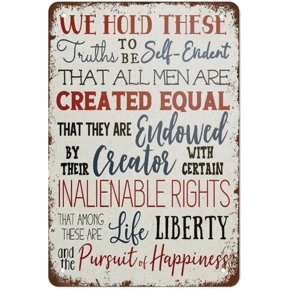 Declaration Independence Patriotic Subway Art 4th Metal Sign 12 x 8 Inch Vintage Wall Decor