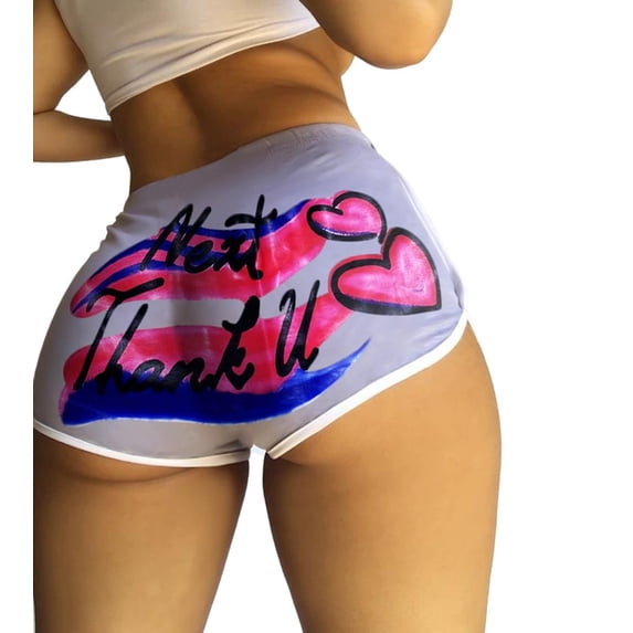 Uhndy Women's Regular Plus Size Yoga Boots Shorts Sexy Printed Sports Hot Pants Panties, Women's Yoga Letters Print Briefs