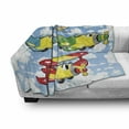 thumbnail image 3 of Cartoon Soft Flannel Fleece Throw Blanket, Kids Airplanes and Helicopters with Faces in Cloudy Sky Baby Nursery Print, Cozy Plush for Indoor and Outdoor Use, 50" x 60", Multicolor, by Ambesonne, 3 of 6