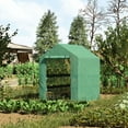 thumbnail image 2 of Outsunny 84.25" x 56.25" x 76.75" Walk-in Greenhouse, PE Cover, 3-Tier Shelves, Steel Frame Hot house, Roll-Up Zipper Door for Flowers, Vegetables, Saplings, Tropical Plants, Green, 2 of 9