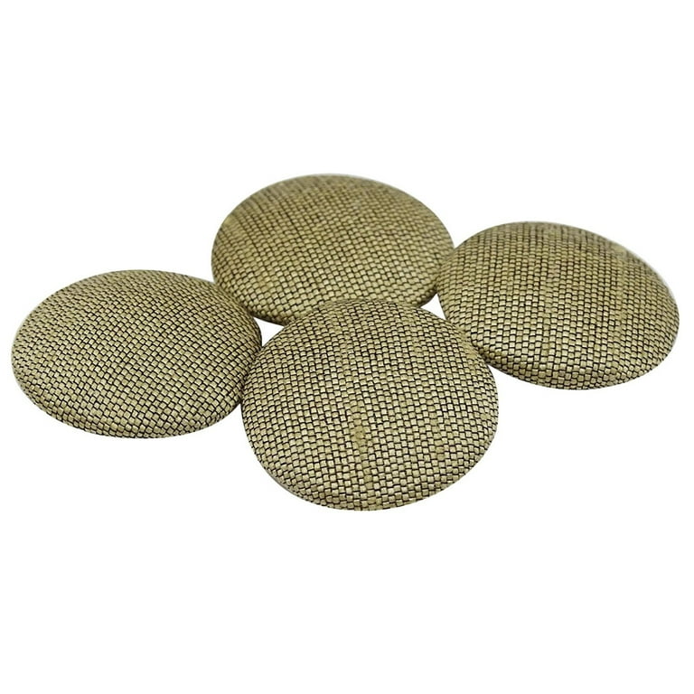 Round Decorative Beige Poly Dupion Fabric Covered 2 Holes Sewing