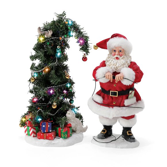 Department 56 National Lampoon's Christmas Vacation by Possible Dreams Santa and Squirrel Tree Lit Figurine Set, 13 inch, Multicolor