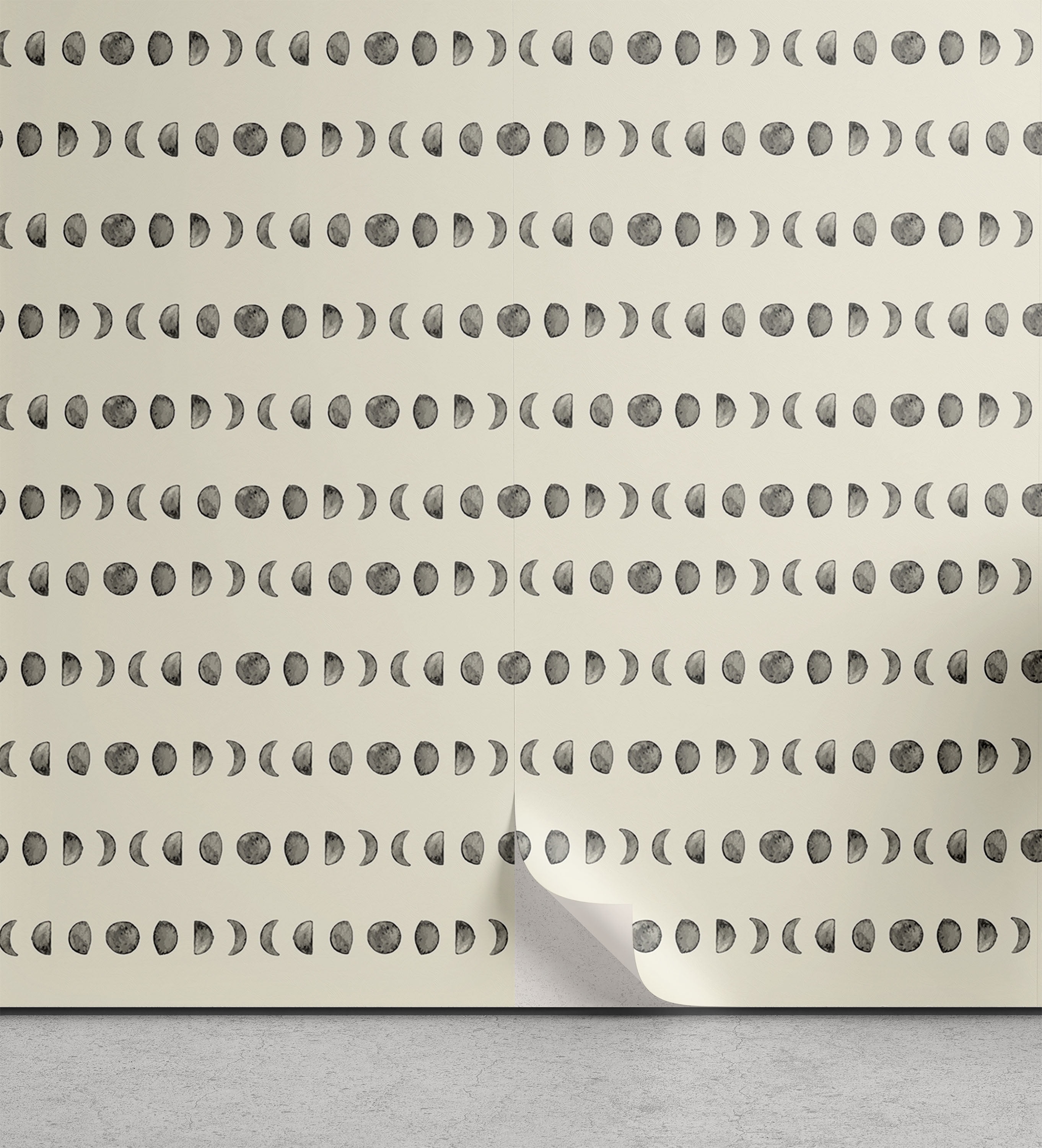 Moon Peel & Stick Wallpaper, Contemporary Mystic Pattern with Minimal