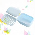thumbnail image 3 of 2pcs Soap Box Double Layer Soap Dish with Lid Soap Holder with Drain Soap Case Container for Bathroom and Kitchen (Blue), 3 of 4