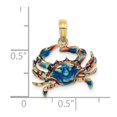 thumbnail image 5 of Diamond2Deal 10K Yellow Gold 2-D Blue Enamel Crab Charm Pendant for Women (L- 0.6 inch, W- 0.72 inch), 5 of 6