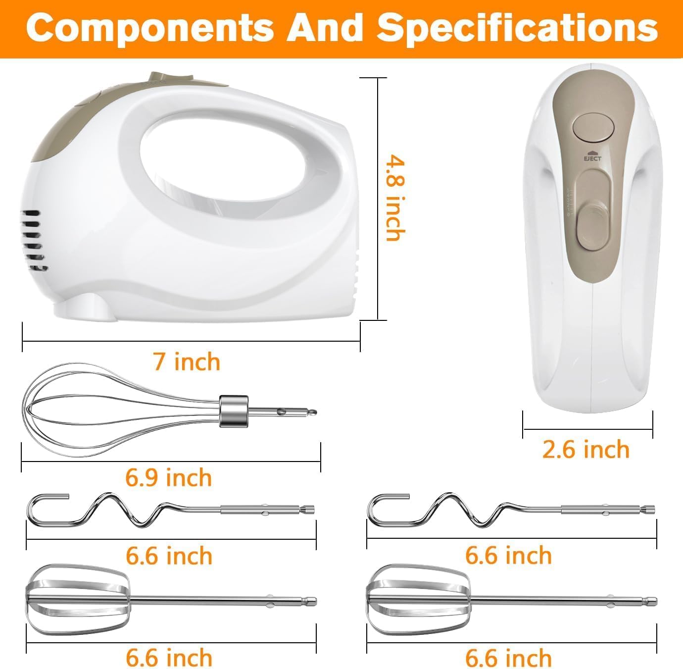 W10490648 Beaters Attachments KHMPW Hand Mixer Whisk Replace Kitchen Maxer for KHM512BM KHM2B by