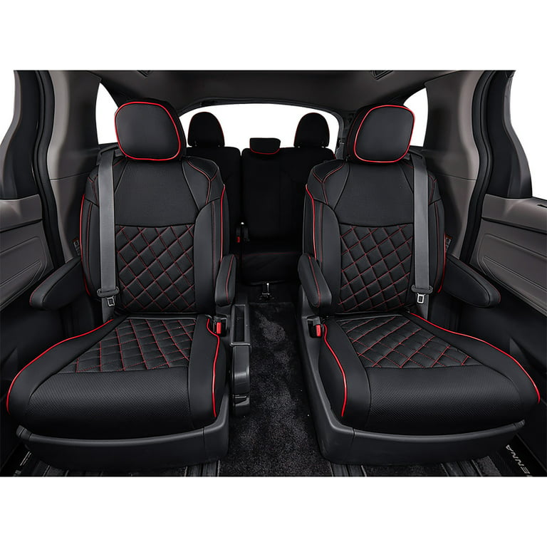 INCH EMPIRE Easy to Clean Car Seat Cushions Synthetic Leather - Universal  Fit Car Seat Cover for Corolla Cruze Legacy Malibu Maxima Tacoma (Black  with Red Line …