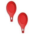 thumbnail image 1 of Oleegame 2PC Stainless Steel Cutlery Set Silicone Spoon Mat High Temperature Placemat Tray Kitchen Tool Red, 1 of 2