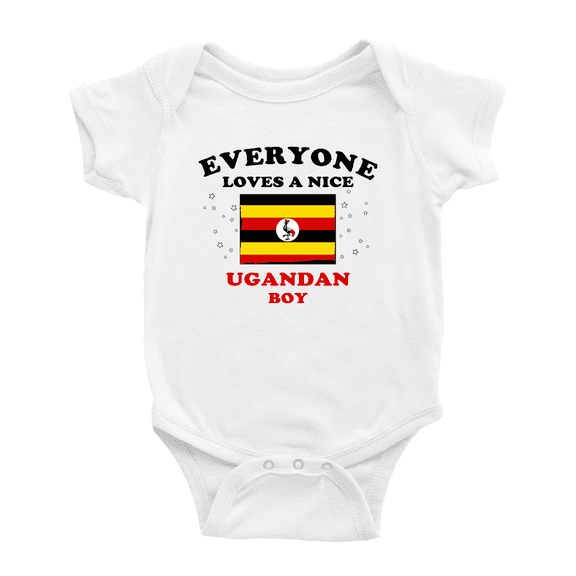 Everyone Loves a Nice Ugandan Boy Baby Bodysuit Newborn Clothes Outfits (White, 6-12 Months)