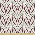 thumbnail image 1 of Floral Fabric by the Yard Upholstery, Ornamental Abstract Symmetric Repeated Curly Leaf Motifs Polka Dots, Decorative Fabric for DIY and Home Accents, Ivory Dark Fuchsia Khaki by Ambesonne, 1 of 5