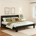 thumbnail image 3 of King Size Farmhouse Wooden Bed Frame with Headboard, Rustic Platform Bed with Silent Wood Slat System, No Box Spring Needed, Rustic Black, 3 of 6