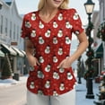 thumbnail image 3 of Towmus Womens Christmas Scrub Tops Cute Print V Neck Short Sleeve Shirts Nurse Uniforms Graphic Blouses with Pockets S-3XL, 3 of 6