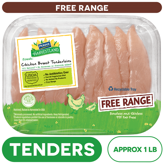 Perdue Harvestland, Free Range, Fresh Chicken Breast Tenderloin Pieces, 0.8-1.7lb. Tray