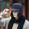 thumbnail image 4 of Winter Trapper Hat, IC ICLOVER Unisex Ushanka Hunting Hat Russian Trooper Ear Flap Chin Strap Hat with Windproof Mask-Keep Warm in Cold Weather-Dark Blue, 4 of 10