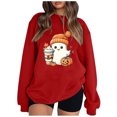 thumbnail image 1 of Pisexur Chandail en Molleton d'Halloween pour Femmes en Molleton Ample Automne Orange Manches Longues Col Rond Mode Citrouille Graphique Chandails en Molleton Chandails à Capuchon d'Halloween Pull, 1 of 4
